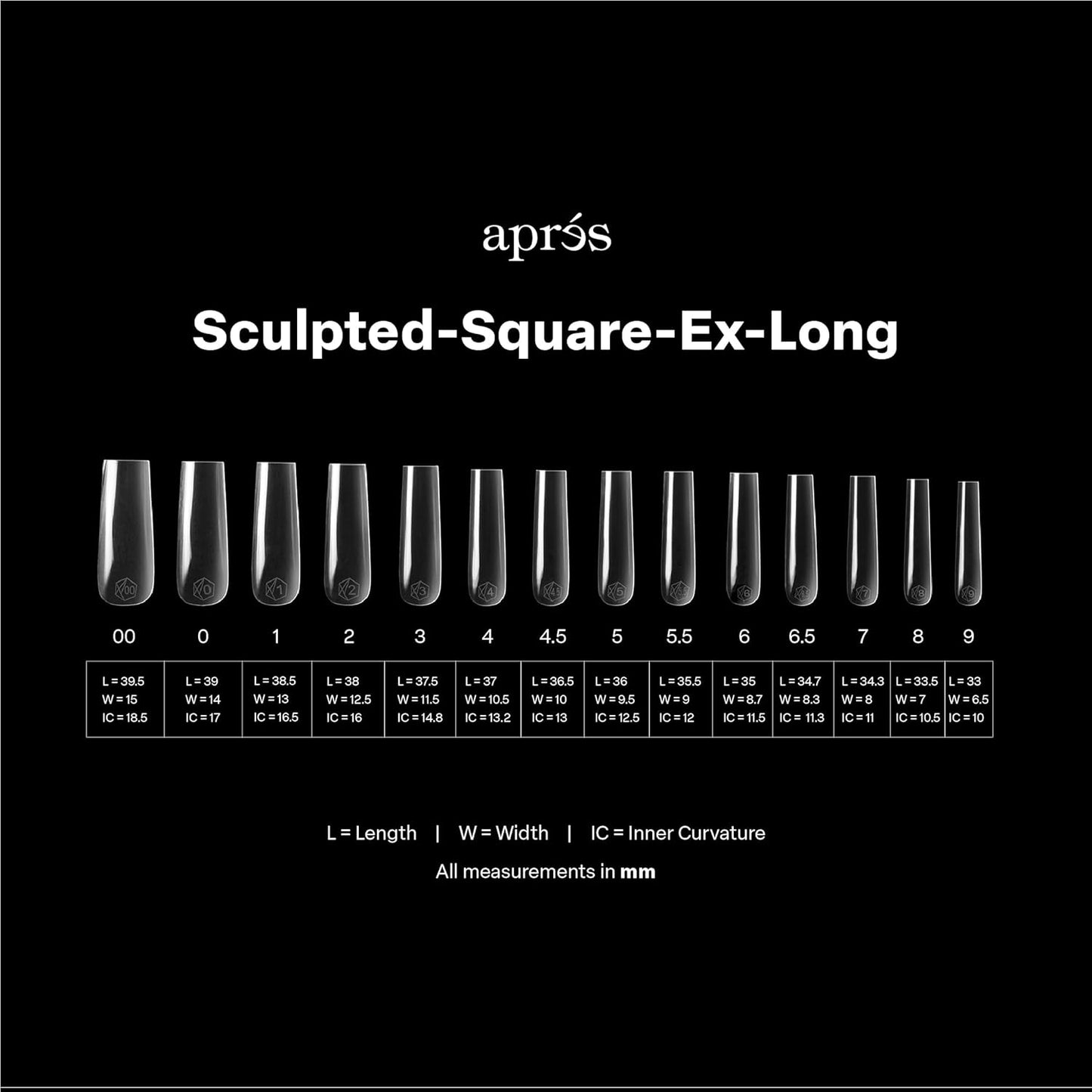 Apres Gel-X Sculpted Box of Nail Tips, 14 Sizes 00-9, Soft Gel Tip Box (210pcs) (Sculpted Square Extra Long, 210)