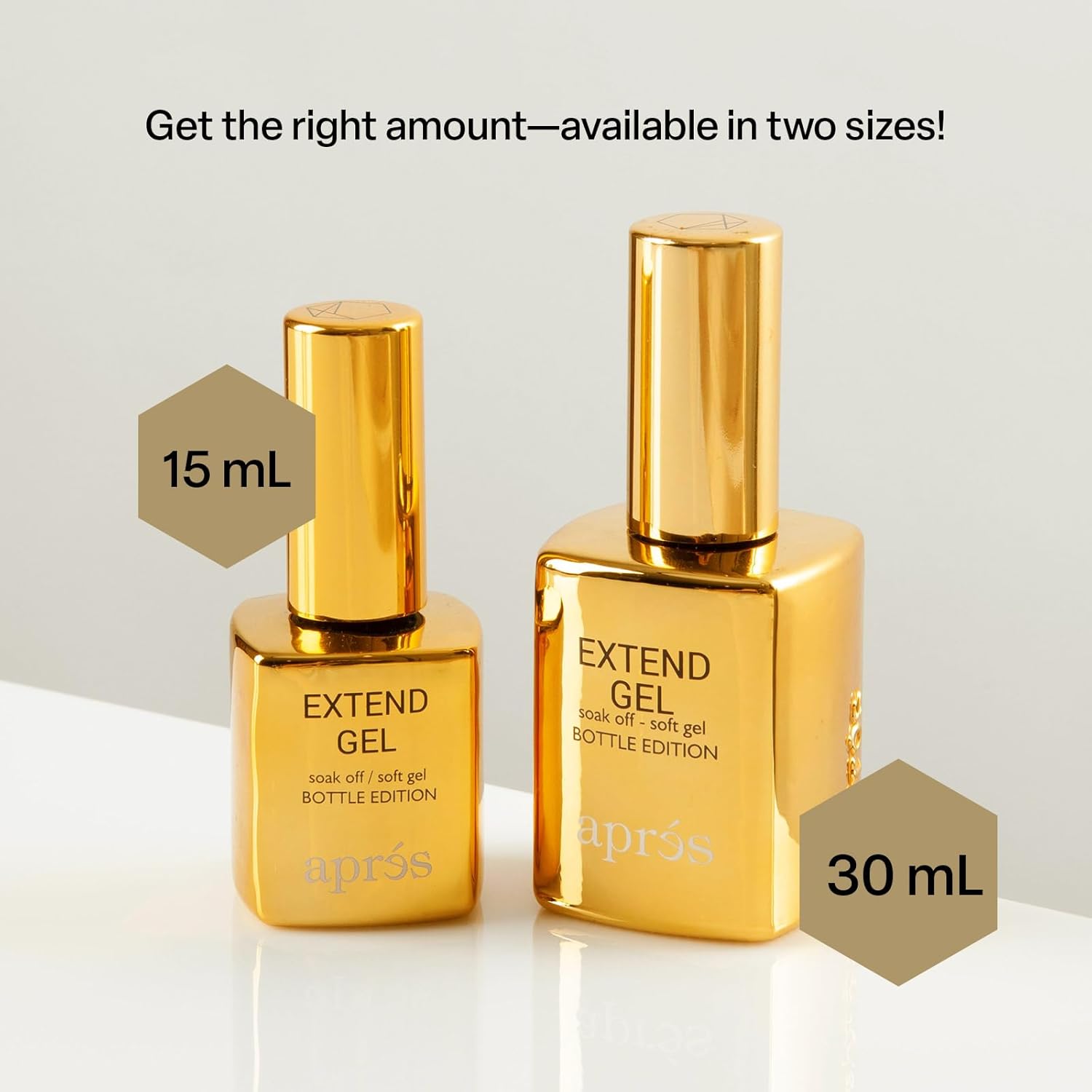 Apres Nail Extend Gel Gold Bottle | 15mL | Premium Quality | Soft Gel, Gel-X Tips Adhesive, Easy Application, Easy Removal, Soak Off, Applicator Included