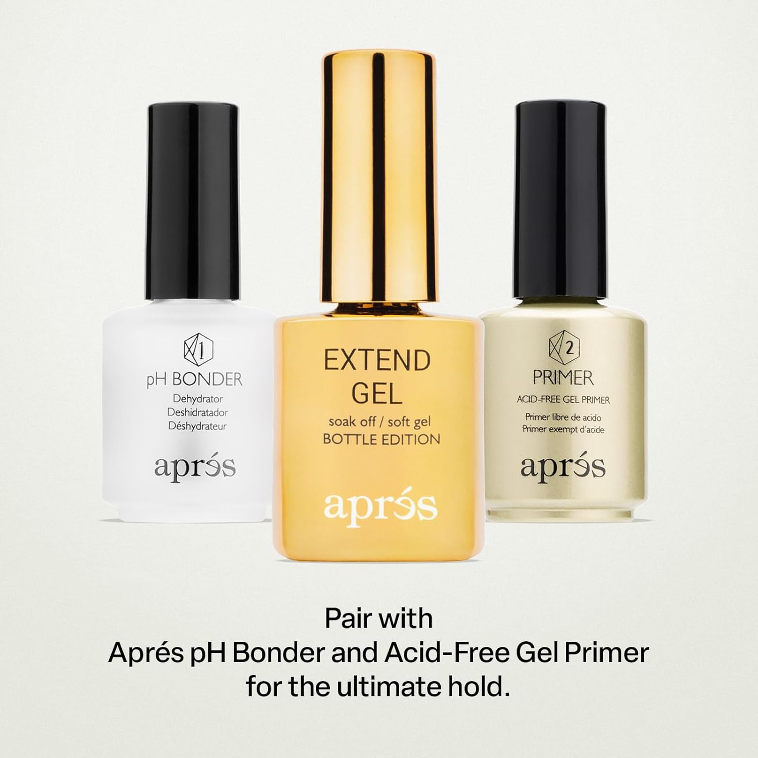 Apres Nail Extend Gel Gold Bottle | 15mL | Premium Quality | Soft Gel, Gel-X Tips Adhesive, Easy Application, Easy Removal, Soak Off, Applicator Included